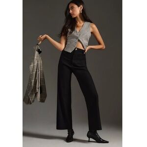 ANTHROPOLOGIE MAEVE Colette High Waisted Cropped Wide Leg Pants in Black -30